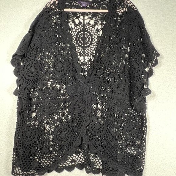 Roamans Womens Crochet Open Front Cardigan Plus Size 30/32 - Picture 1 of 6